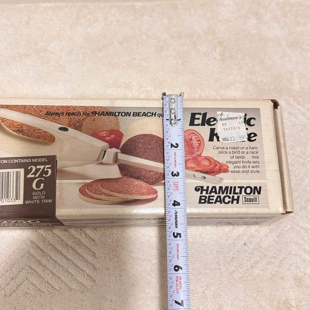 Vintage Hamilton Beach Scovill Electric Knife Model 275G Gold White Tested USA